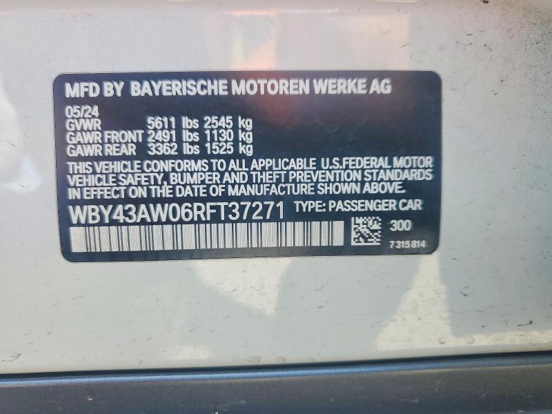 Aukcja sprzedaży 2024 Bmw I4, vin: WBY43AW06RFT37271, numer aukcji: 55423646