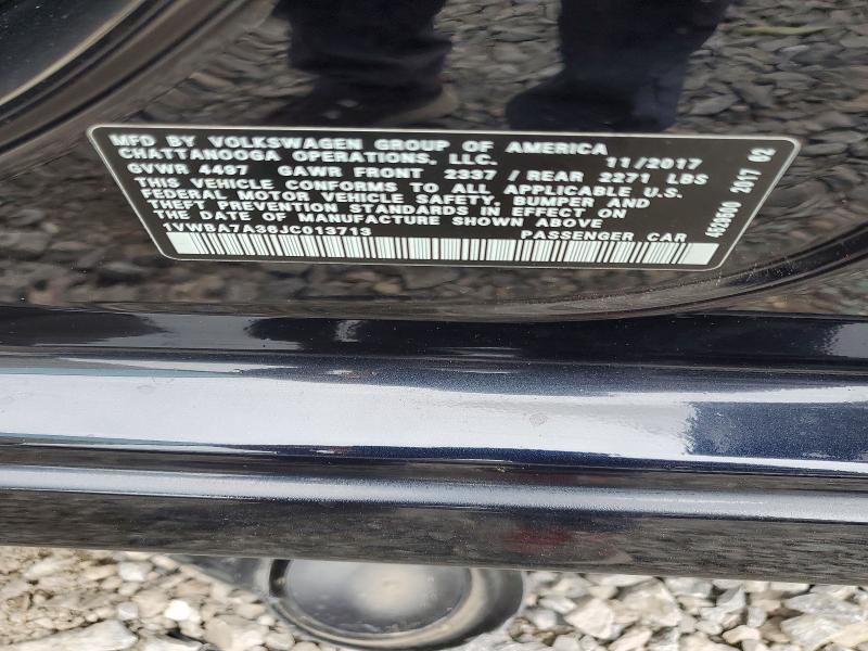 Aukcja sprzedaży 2018 Volkswagen Passat, vin: 1VWBA7A36JC013713, numer aukcji: 53052196