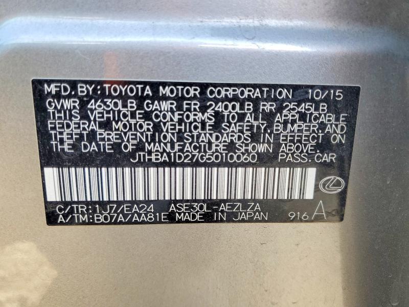 Продажа на аукционе авто 2016 Lexus Is, vin: JTHBA1D27G5010060, номер лота: 54731726