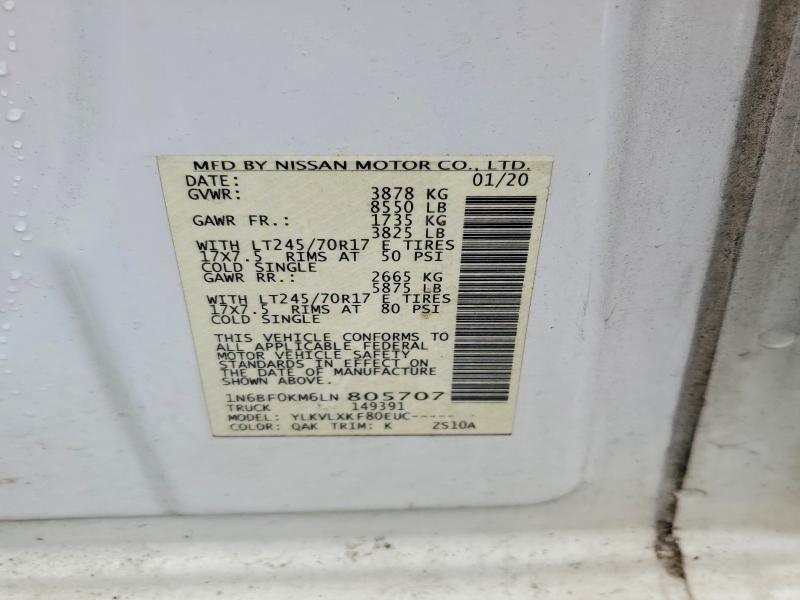 62149856 :رقم المزاد ، 1N6BF0KM6LN805707 vin ، 2020 Nissan Nv مزاد بيع