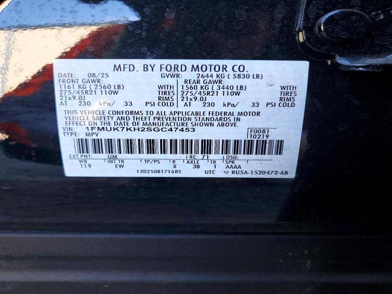 Aukcja sprzedaży 2025 Ford Explorer, vin: 1FMUK7KH2SGC47453, numer aukcji: 52100636