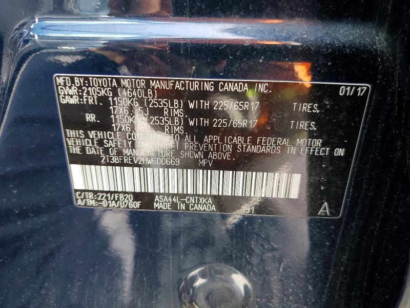 54414206 :رقم المزاد ، 2T3BFREV2HW600669 vin ، 2017 Toyota Rav4 مزاد بيع