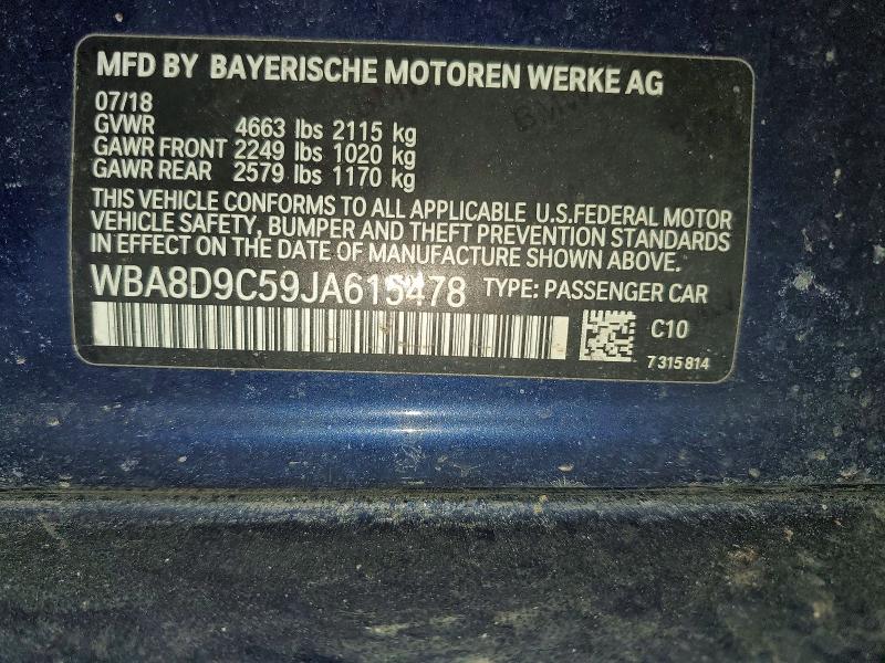 2018 Bmw 330 მანქანა იყიდება აუქციონზე, vin: WBA8D9C59JA615478, აუქციონის ნომერი: 53004976