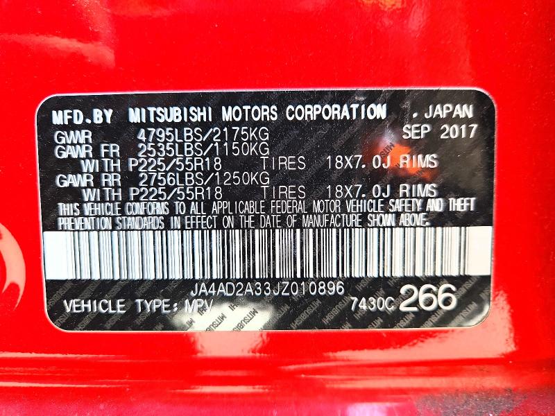 Продаж на аукціоні авто 2018 Mitsubishi Outlander, vin: JA4AD2A33JZ010896, номер лоту: 54123116