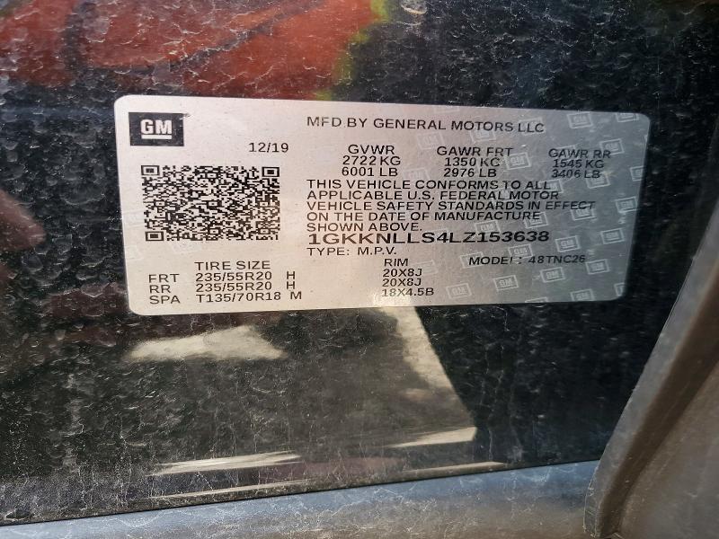 Aukcja sprzedaży 2020 Gmc Acadia, vin: 1GKKNLLS4LZ153638, numer aukcji: 54194496