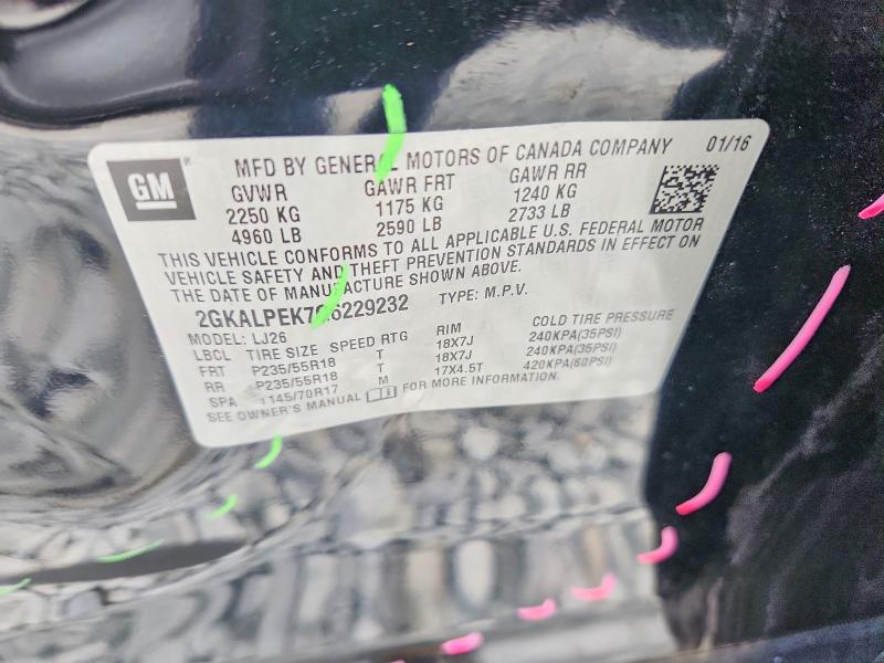 53667526 :رقم المزاد ، 2GKALPEK7G6229232 vin ، 2016 Gmc Terrain مزاد بيع