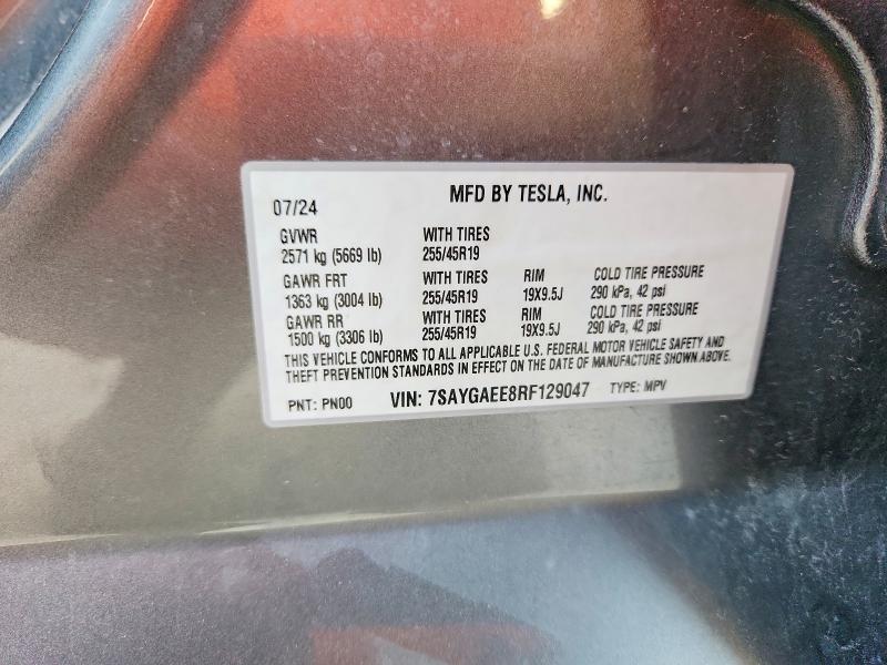 Aukcja sprzedaży 2024 Tesla Model Y, vin: 7SAYGAEE8RF129047, numer aukcji: 51784886