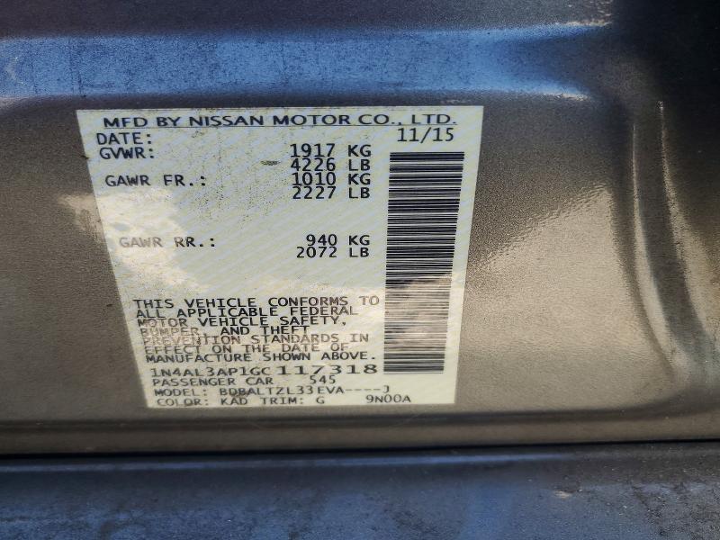 53345836 :رقم المزاد ، 1N4AL3AP1GC117318 vin ، 2016 Nissan Altima مزاد بيع