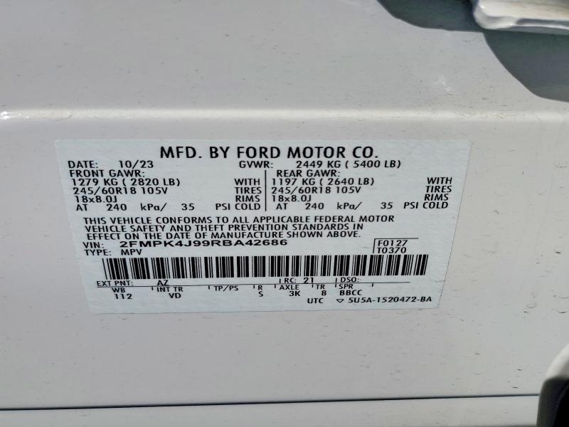 Продажа на аукционе авто 2024 Ford Edge, vin: 2FMPK4J99RBA42686, номер лота: 53630346