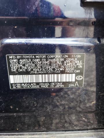 Aukcja sprzedaży 2007 Lexus Es, vin: JTHBJ46GX72071544, numer aukcji: 52655786