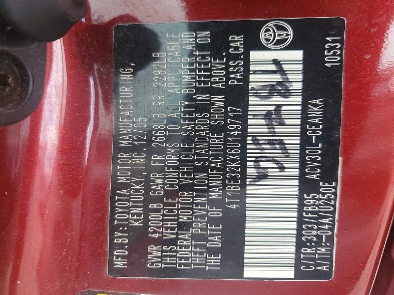 Продажа на аукционе авто 2006 Toyota Camry, vin: 4T1BE32KX6U149717, номер лота: 53616456