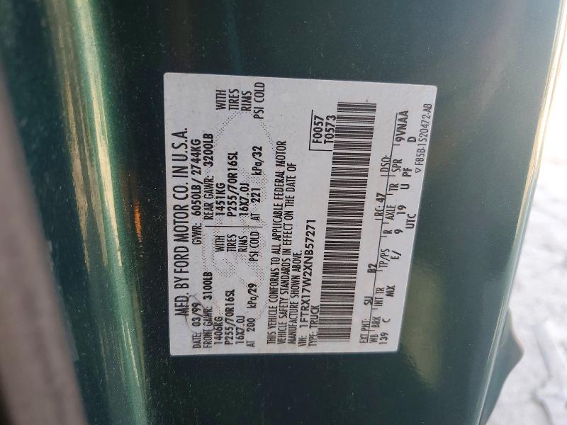 54919156 :رقم المزاد ، 1FTRX17W2XNB57271 vin ، 1999 Ford F150 مزاد بيع