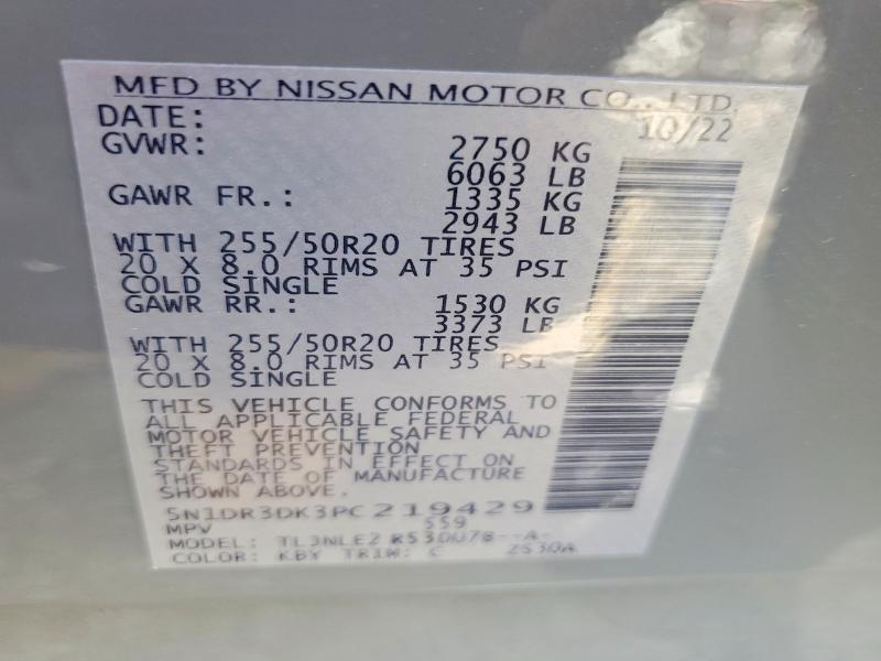 Продаж на аукціоні авто 2023 Nissan Pathfinder, vin: 5N1DR3DK3PC219429, номер лоту: 53744786