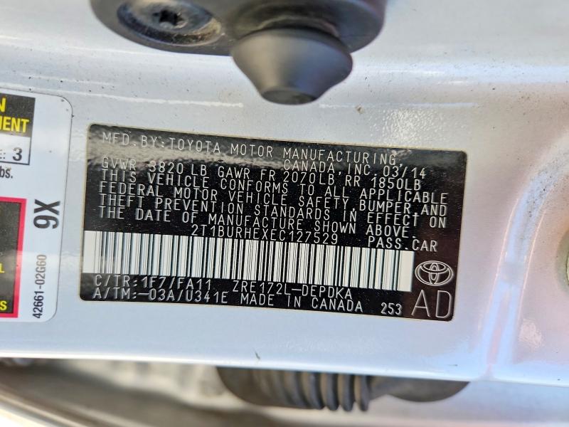 Продаж на аукціоні авто 2014 Toyota Corolla, vin: 2T1BURHEXEC127529, номер лоту: 52838626