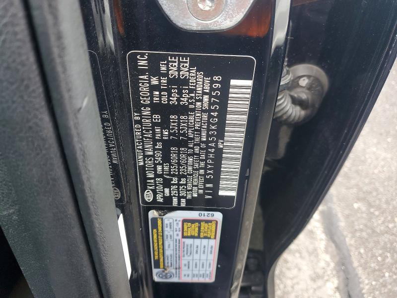 Продаж на аукціоні авто 2019 Kia Sorento, vin: 5XYPH4A53KG457598, номер лоту: 53763806