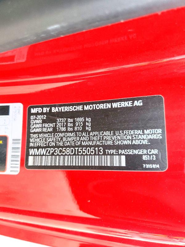 Продажа на аукционе авто 2013 Mini Cooper, vin: WMWZP3C58DT550513, номер лота: 55625076