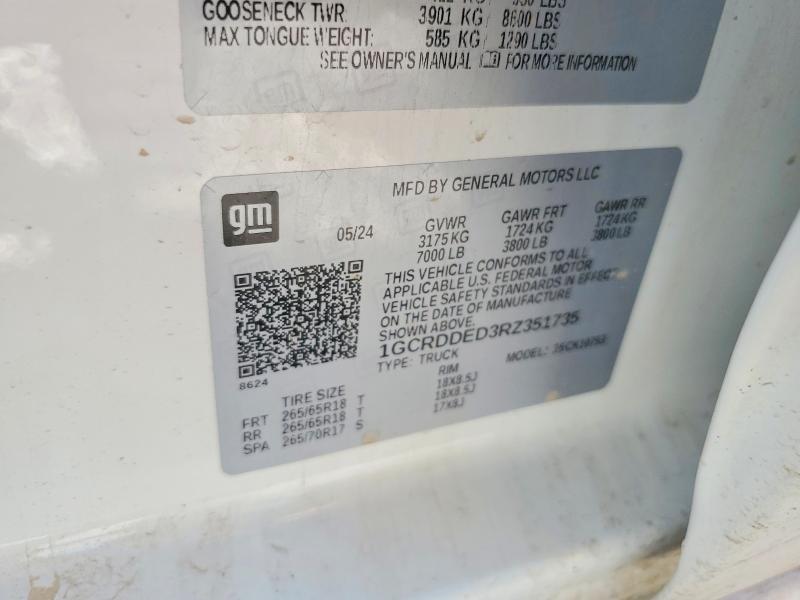 52573086 :رقم المزاد ، 1GCRDDED3RZ351735 vin ، 2024 Chevrolet Silverado مزاد بيع