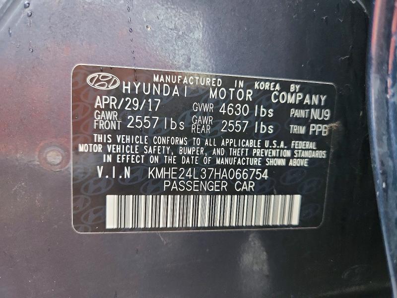 Продажа на аукционе авто 2017 Hyundai Sonata Hybrid, vin: KMHE24L37HA066754, номер лота: 52697826