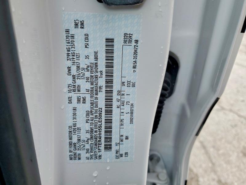 Aukcja sprzedaży 2025 Ford Ranger, vin: 1FTER4HH5SLE50922, numer aukcji: 53061806
