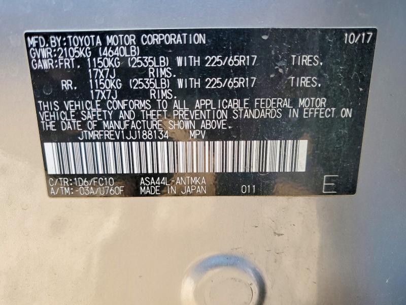 Продажа на аукционе авто 2018 Toyota Rav4, vin: JTMRFREV1JJ188134, номер лота: 52037556