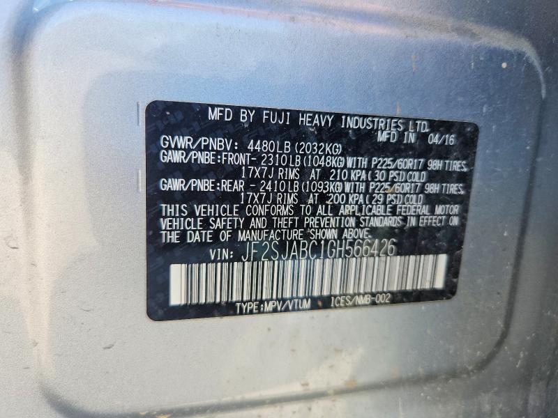 Продажа на аукционе авто 2016 Subaru Forester, vin: JF2SJABC1GH566426, номер лота: 52952076