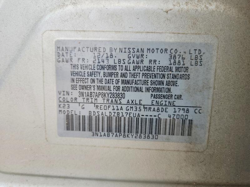 2019 Nissan Sentra მანქანა იყიდება აუქციონზე, vin: 3N1AB7AP8KY283830, აუქციონის ნომერი: 54695796
