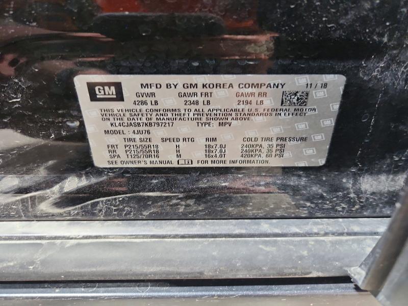 52268786 :رقم المزاد ، KL4CJASB7KB797217 vin ، 2019 Buick Encore مزاد بيع