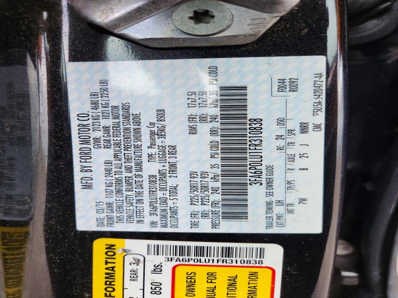 Продажа на аукционе авто 2015 Ford Fusion, vin: 3FA6P0LU1FR310838, номер лота: 55248826