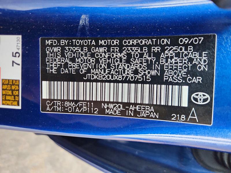 Продаж на аукціоні авто 2008 Toyota Prius, vin: JTDKB20UX87707515, номер лоту: 54176256