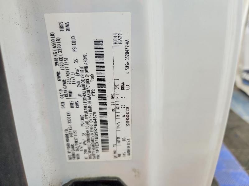 Aukcja sprzedaży 2019 Ford F150, vin: 1FTEX1EB9KFB64879, numer aukcji: 54142546