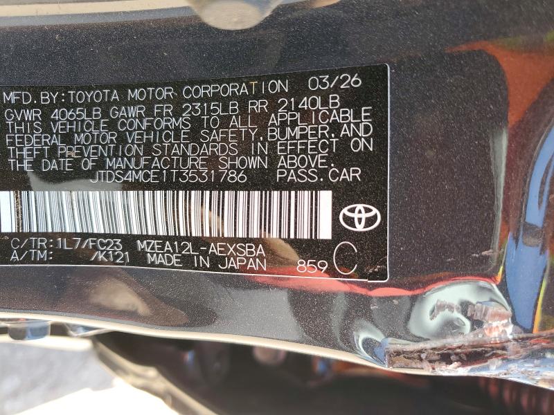 2026 Toyota Corolla მანქანა იყიდება აუქციონზე, vin: JTDS4MCE1T3531786, აუქციონის ნომერი: 55180556