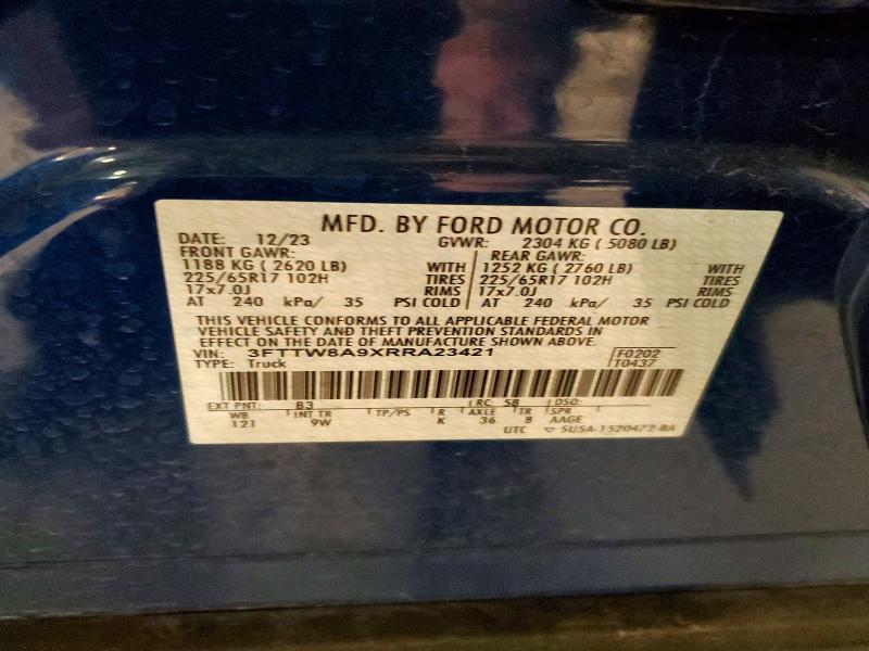 2024 Ford Maverick მანქანა იყიდება აუქციონზე, vin: 3FTTW8A9XRRA23421, აუქციონის ნომერი: 52931516