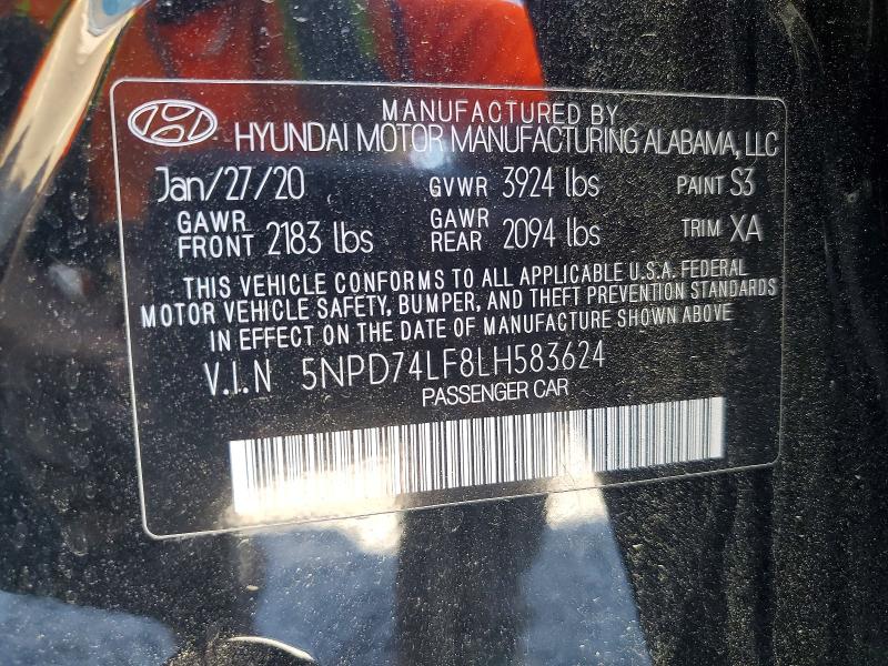 Продаж на аукціоні авто 2020 Hyundai Elantra, vin: 5NPD74LF8LH583624, номер лоту: 53361246