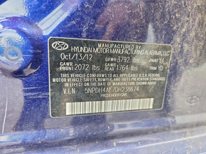 Aukcja sprzedaży 2013 Hyundai Elantra, vin: 5NPDH4AE7DH238674, numer aukcji: 55573376