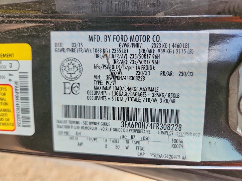 Aukcja sprzedaży 2015 Ford Fusion, vin: 3FA6P0H74FR308228, numer aukcji: 54976936