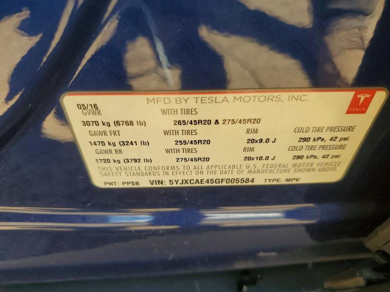 Aukcja sprzedaży 2016 Tesla Model X, vin: 5YJXCAE45GF005584, numer aukcji: 55043796