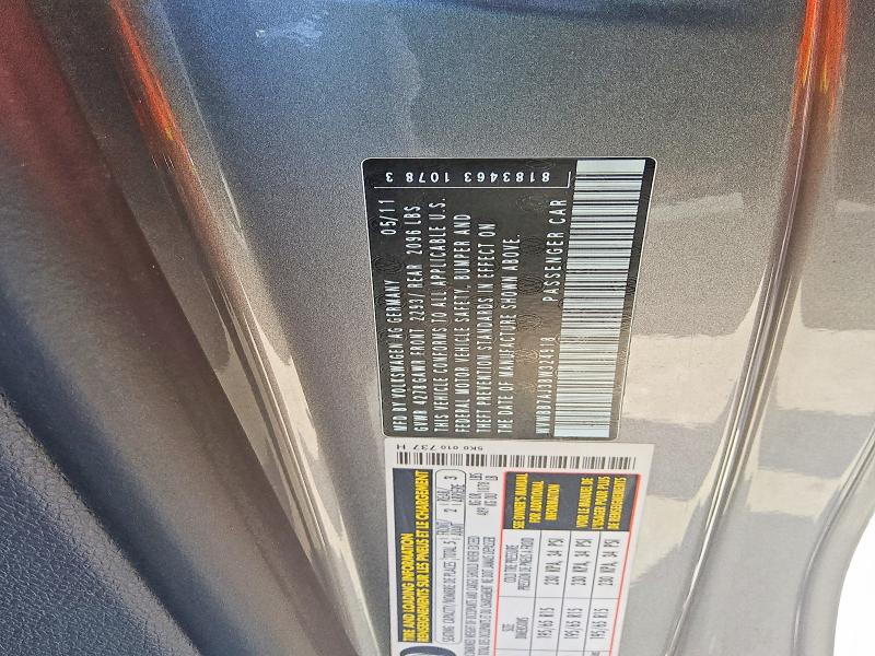 52270416 :رقم المزاد ، WVWBB7AJ3BW324918 vin ، 2011 Volkswagen Golf مزاد بيع