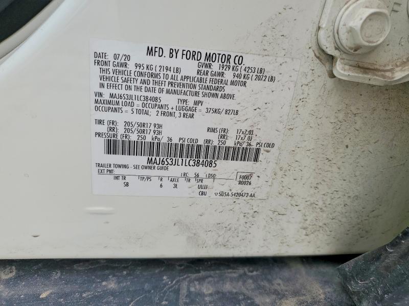 Aukcja sprzedaży 2020 Ford Ecosport, vin: MAJ6S3JL1LC384085, numer aukcji: 52703406