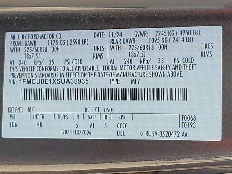 Продаж на аукціоні авто 2025 Ford Escape, vin: 1FMCU0E1XSUA36935, номер лоту: 53199886