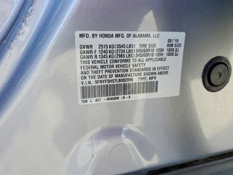 Aukcja sprzedaży 2020 Honda Pilot, vin: 5FNYF5H57LB002896, numer aukcji: 54663366
