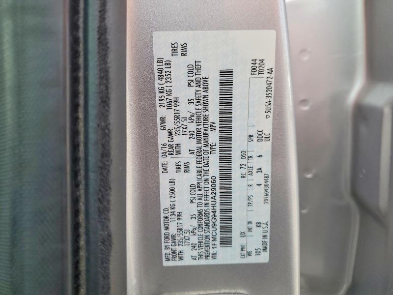 Aukcja sprzedaży 2017 Ford Escape, vin: 1FMCU9G94HUA29060, numer aukcji: 54082696