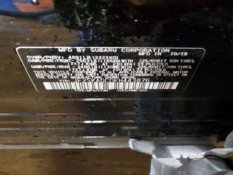 Auction sale of the 2019 Subaru Forester, vin: JF2SKAGC0KH443876, lot number: 52253236