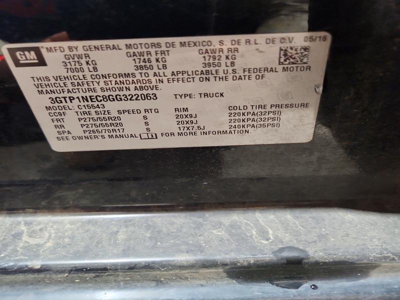 Auction sale of the 2016 Gmc Sierra, vin: 3GTP1NEC8GG322063, lot number: 54214426