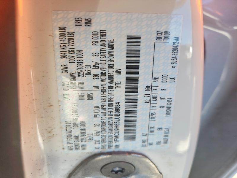 Aukcja sprzedaży 2020 Ford Escape, vin: 1FMCU9H65LUB09884, numer aukcji: 53274586