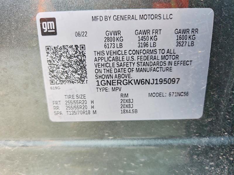 Продаж на аукціоні авто 2022 Chevrolet Traverse, vin: 1GNERGKW6NJ195097, номер лоту: 51860136