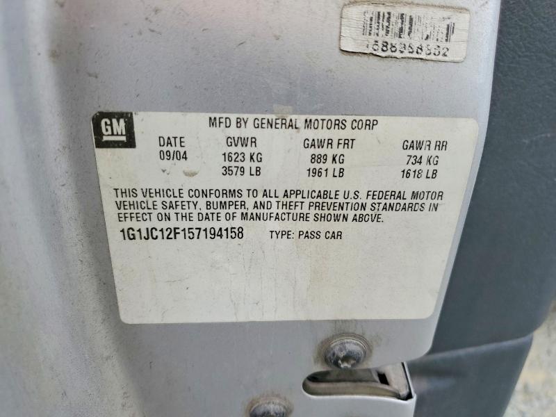 52406826 :رقم المزاد ، 1G1JC12F157194158 vin ، 2005 Chevrolet Cavalier مزاد بيع