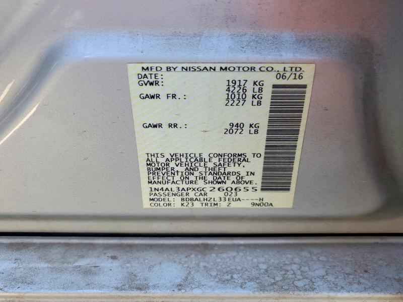 Продажа на аукционе авто 2016 Nissan Altima, vin: 1N4AL3APXGC260655, номер лота: 52229146