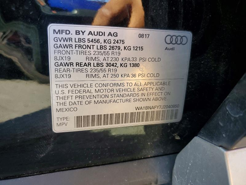 Aukcja sprzedaży 2018 Audi Q5, vin: WA1BNAFY7J2040850, numer aukcji: 50683136