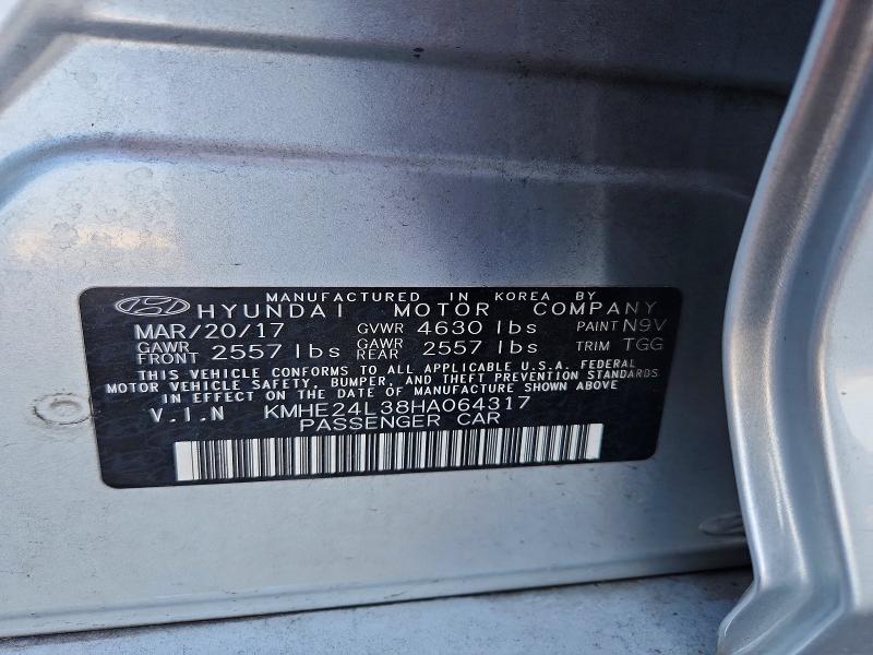 Продаж на аукціоні авто 2017 Hyundai Sonata Hybrid, vin: KMHE24L38HA064317, номер лоту: 50810486