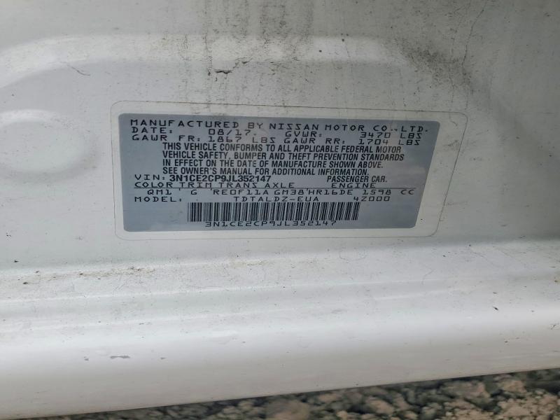 2018 Nissan Versa Note მანქანა იყიდება აუქციონზე, vin: 3N1CE2CP9JL352147, აუქციონის ნომერი: 54332396
